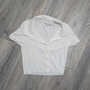 NWOT, American Eagle Outfitters • Button Down Collared Crop Top, Size XS